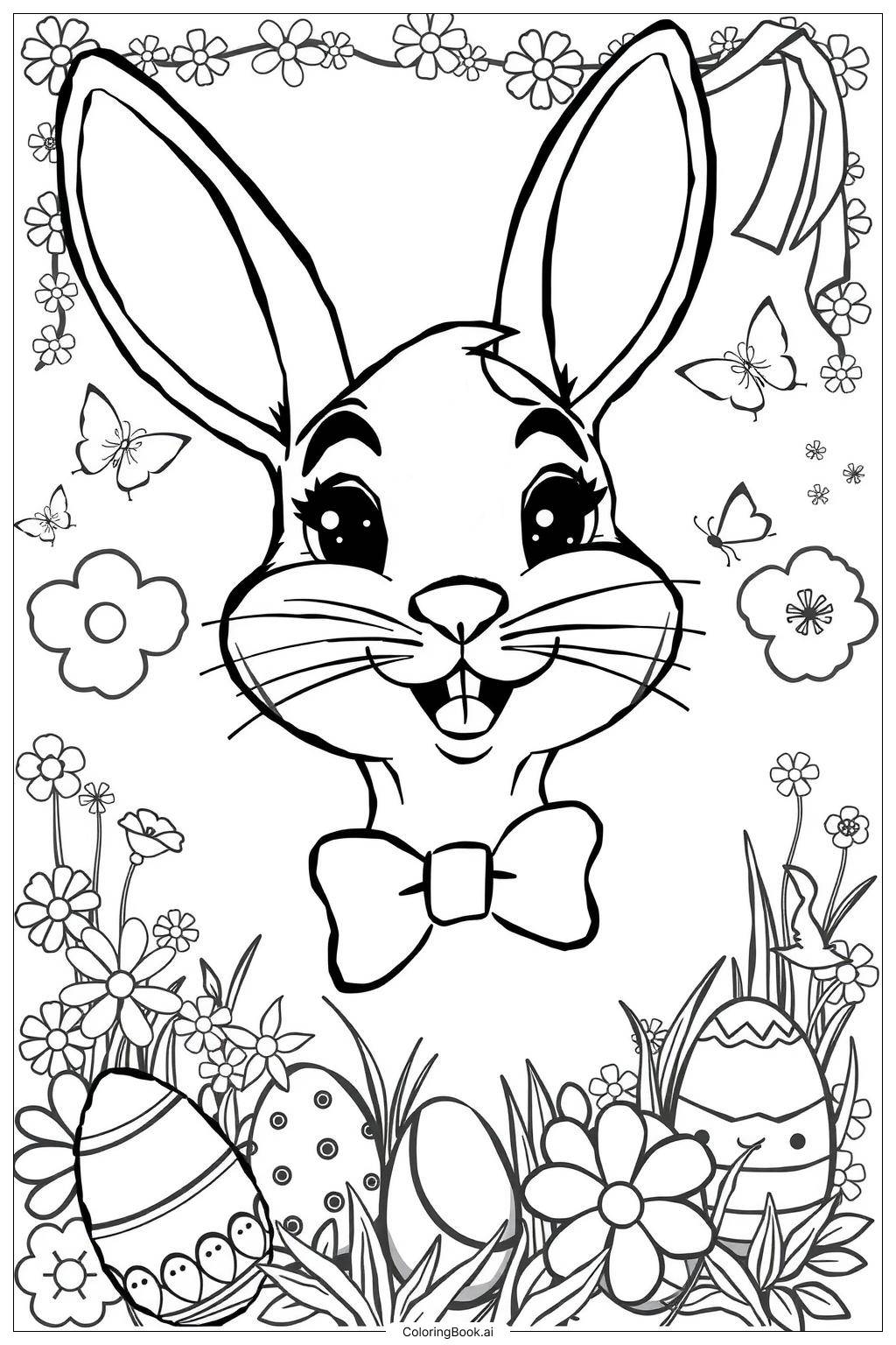  Easter Bunny Face-2 Coloring Page 