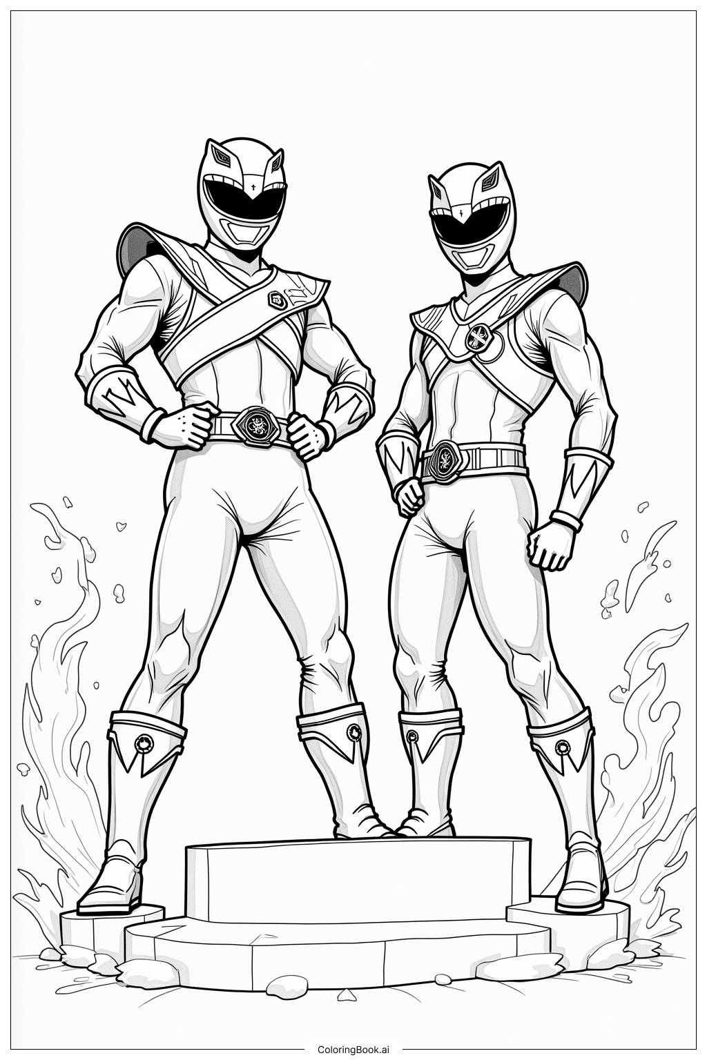  Page de coloriage Pose de Célébration de la Victoire des Power Rangers 