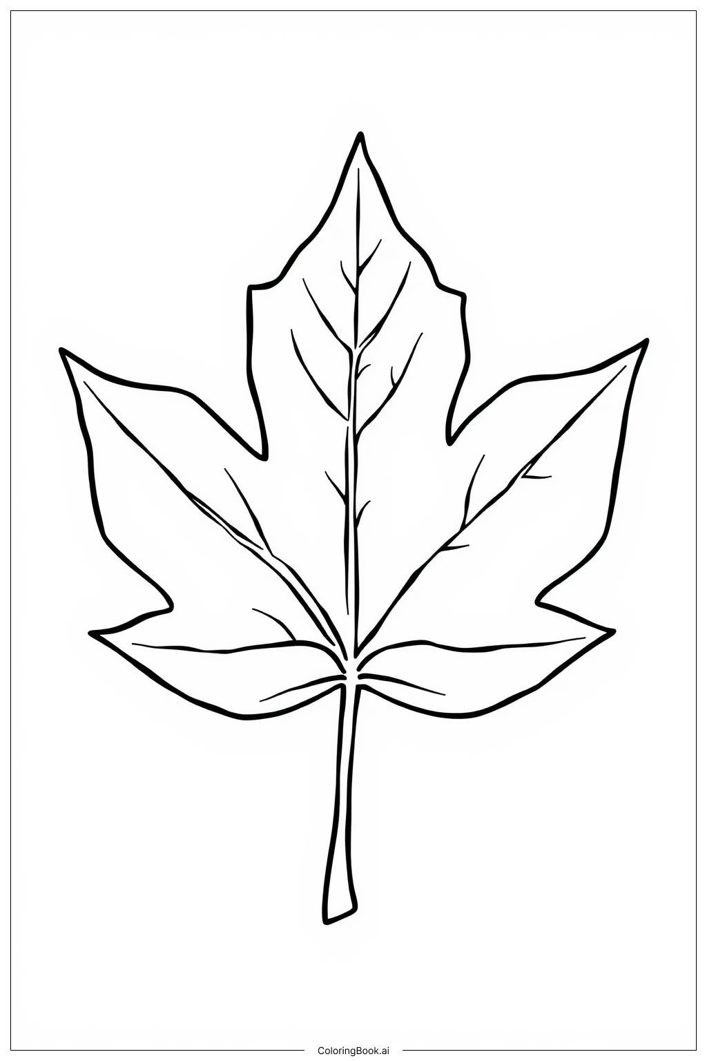  Page de coloriage Feuille d'érable simple 