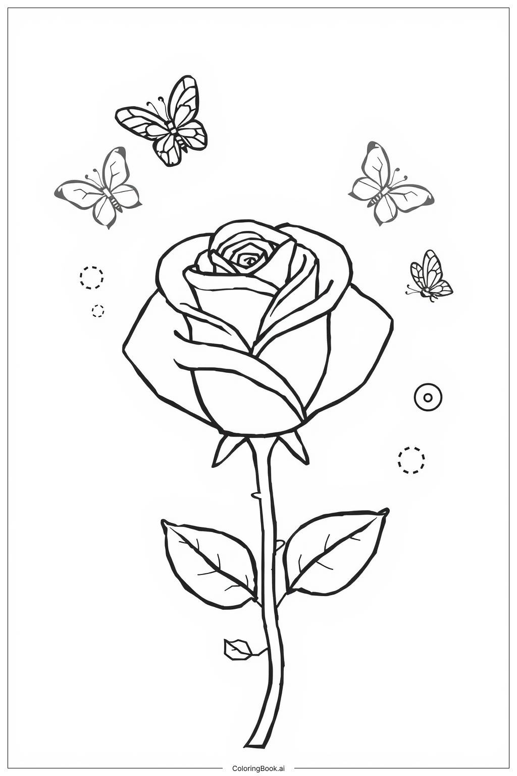  Página para colorear de Arte de tatuaje de rosa 