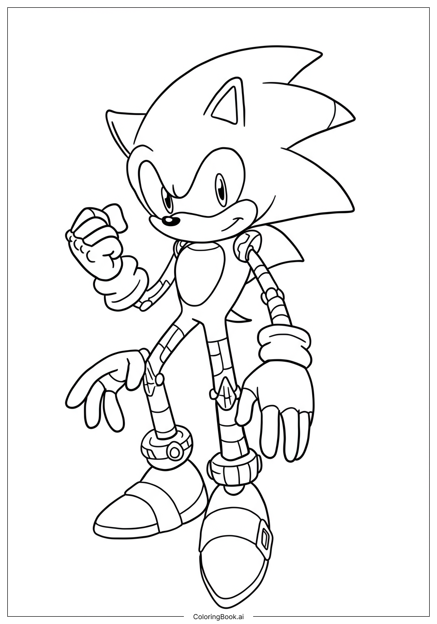  Page de coloriage Fleetway Sonic Écrasant des Robots 