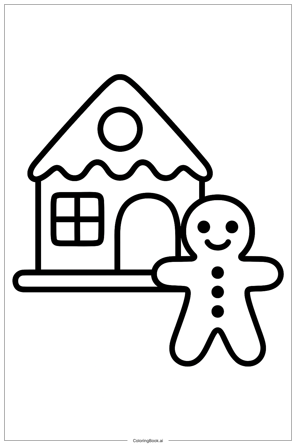  Gingerbread House And A Gingerbread Man Coloring Page 