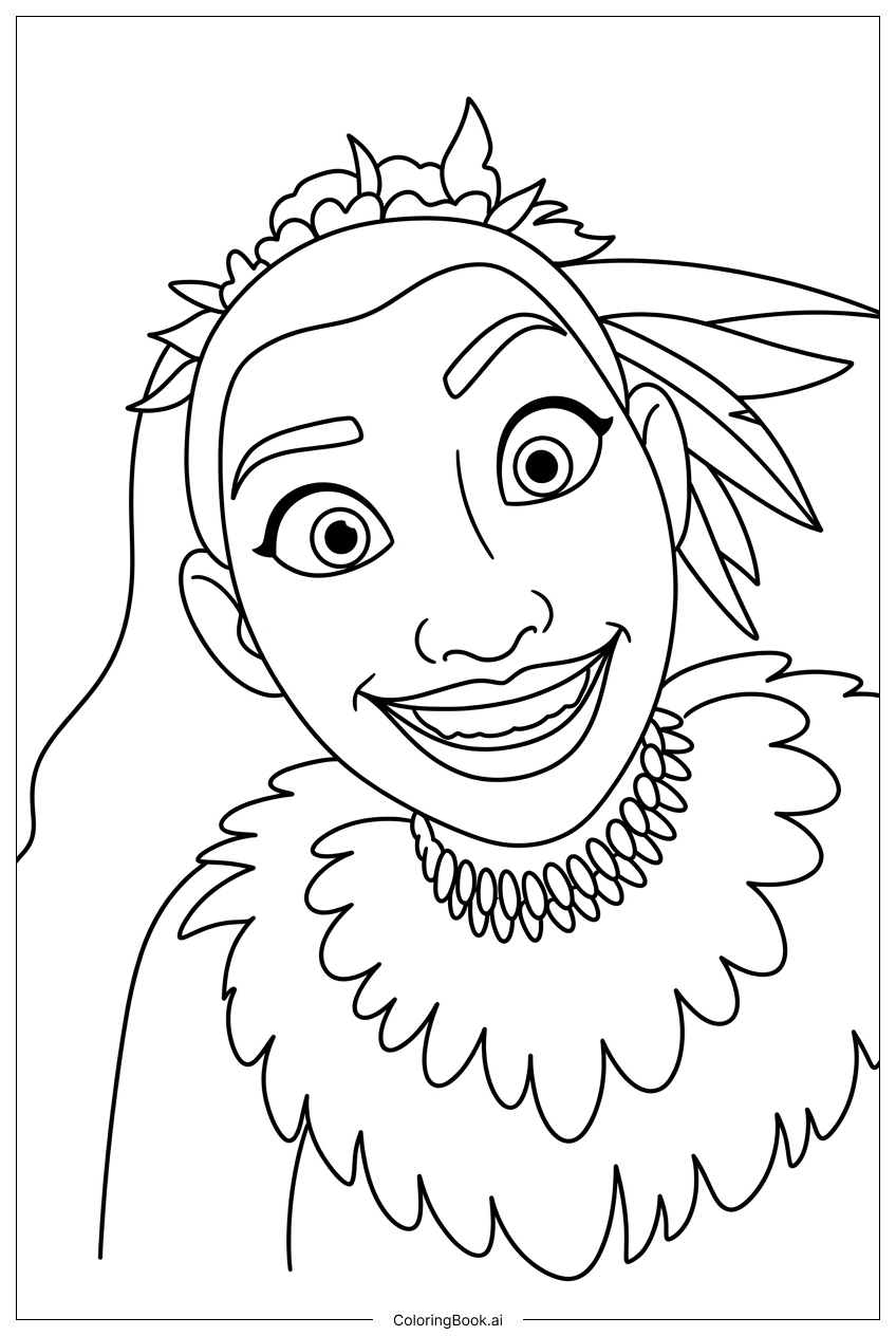  Moana 2 Häuptling mit prächtigem Federkragen Ausmalseite 