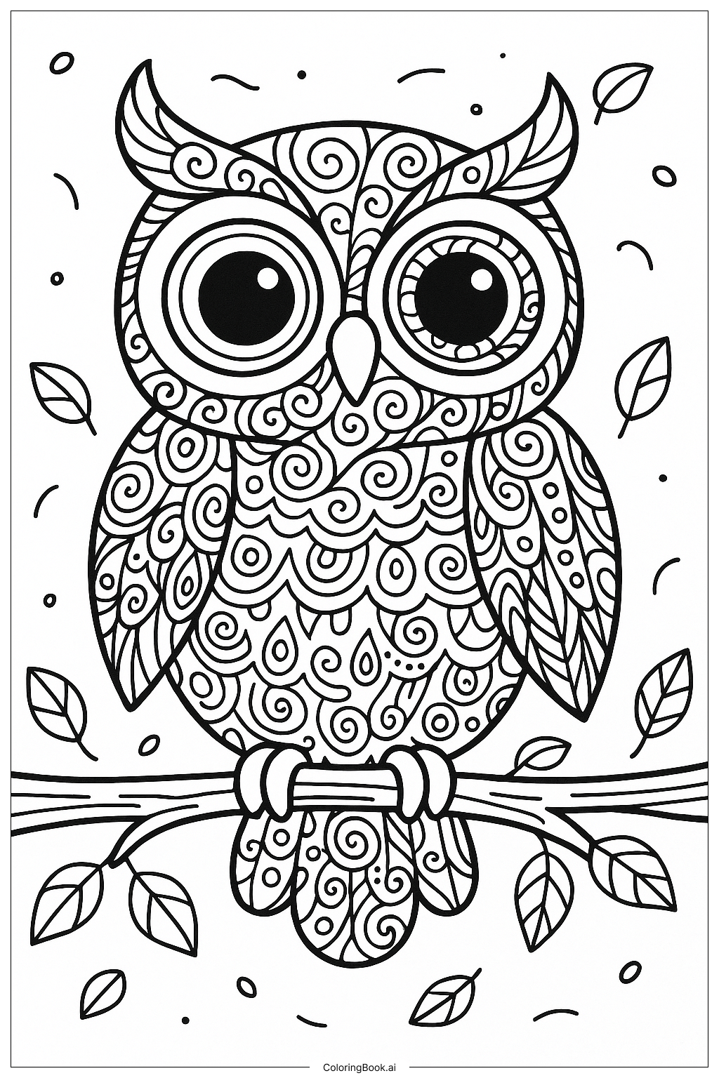  Trang tô màu Một Con Cú Phiêu Lưu Với Đôi Mắt To 