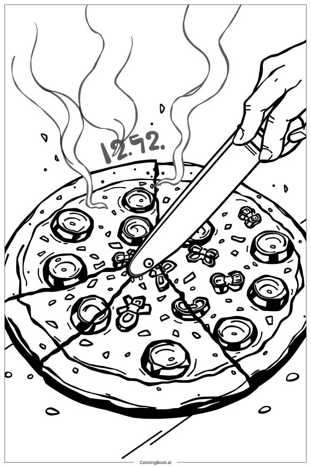  Slicing a Hot Pizza-2 Coloring Page 