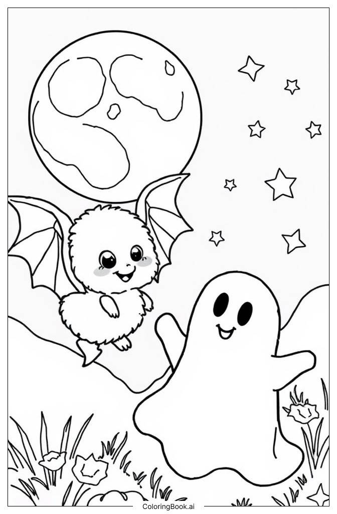  Page de coloriage Chauve-souris d'Halloween2 