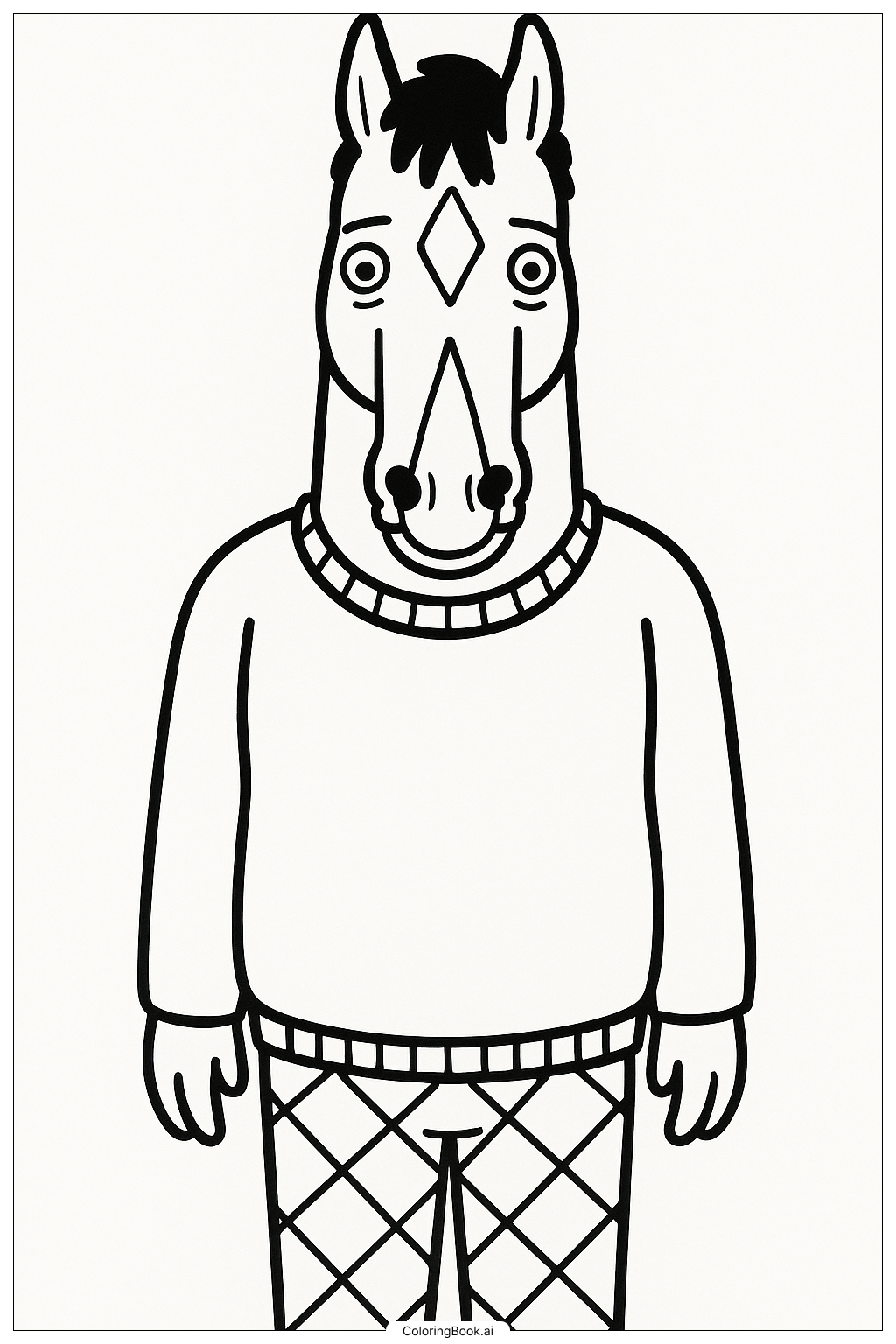  Page de coloriage Bojack Horseman dans son pull bleu 