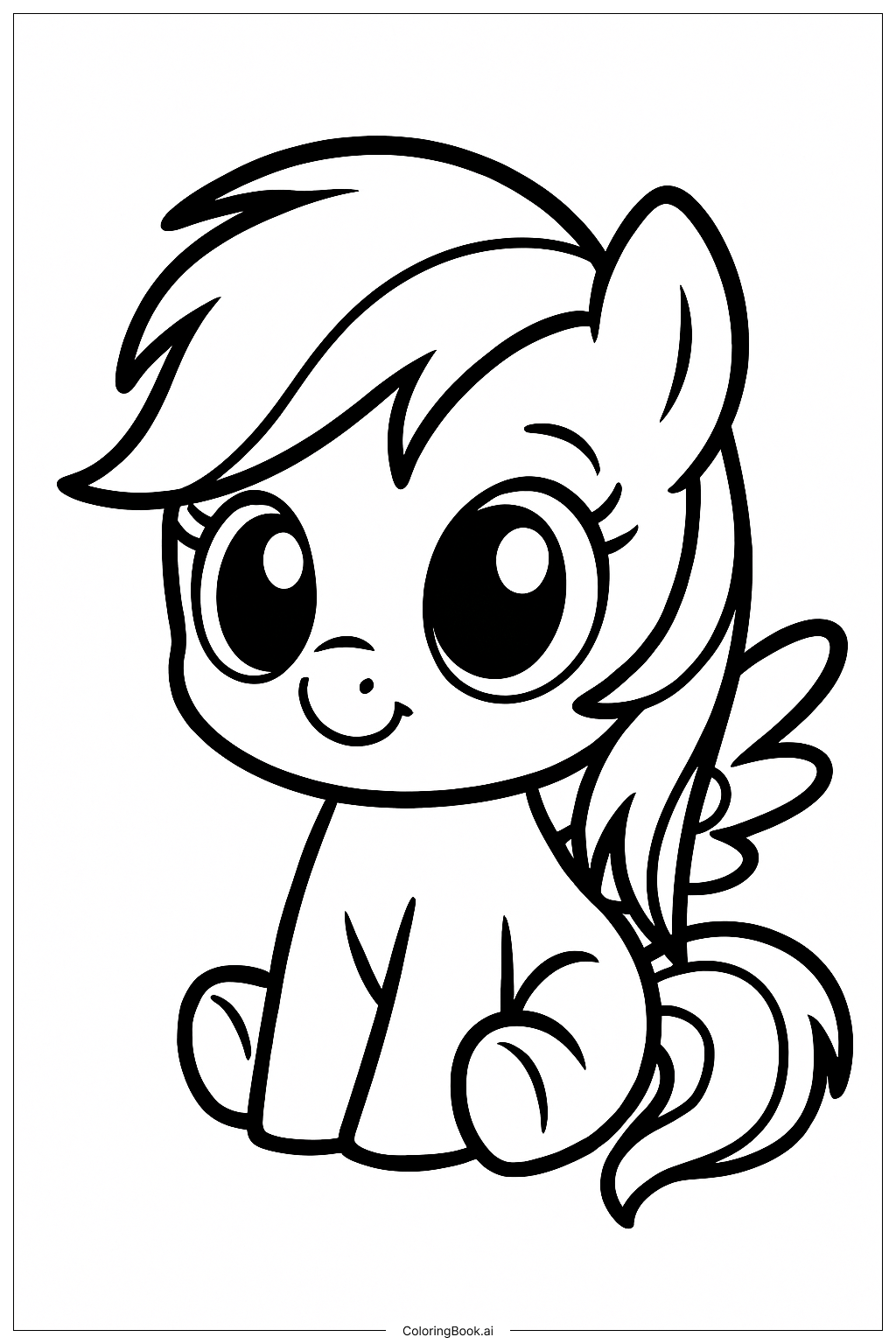  Página para colorear de Lindo Bebé Rainbow Dash 