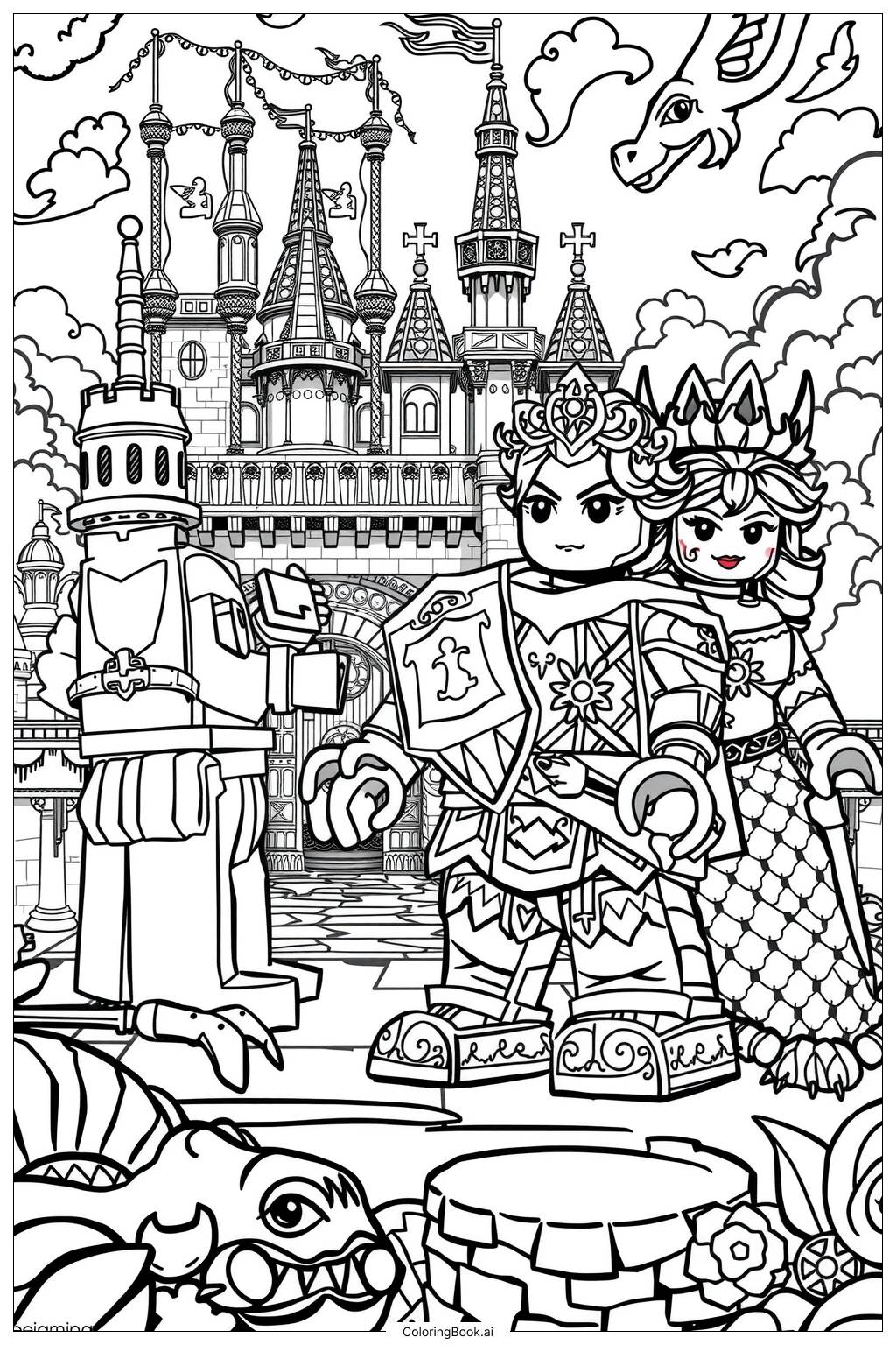  Lego Dreamzzz Fantasy Castle with Characters Coloring Page 