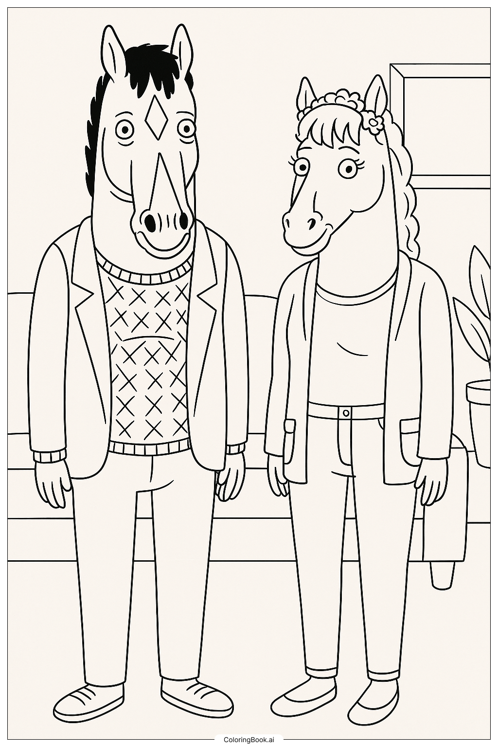  Page de coloriage Bojack Horseman avec Hollyhock 