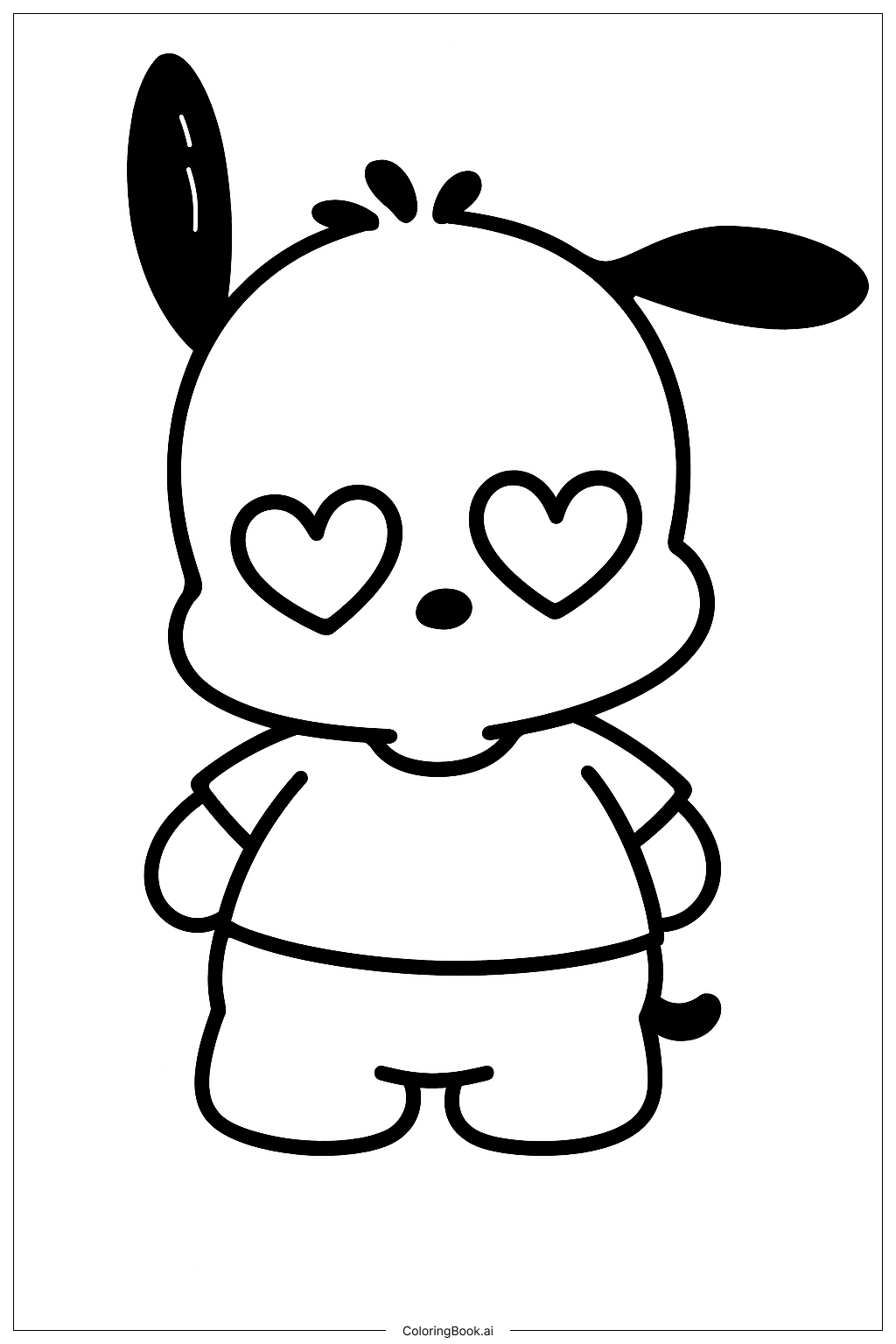  ハートの目をしたポチャッコの塗り絵ページ 