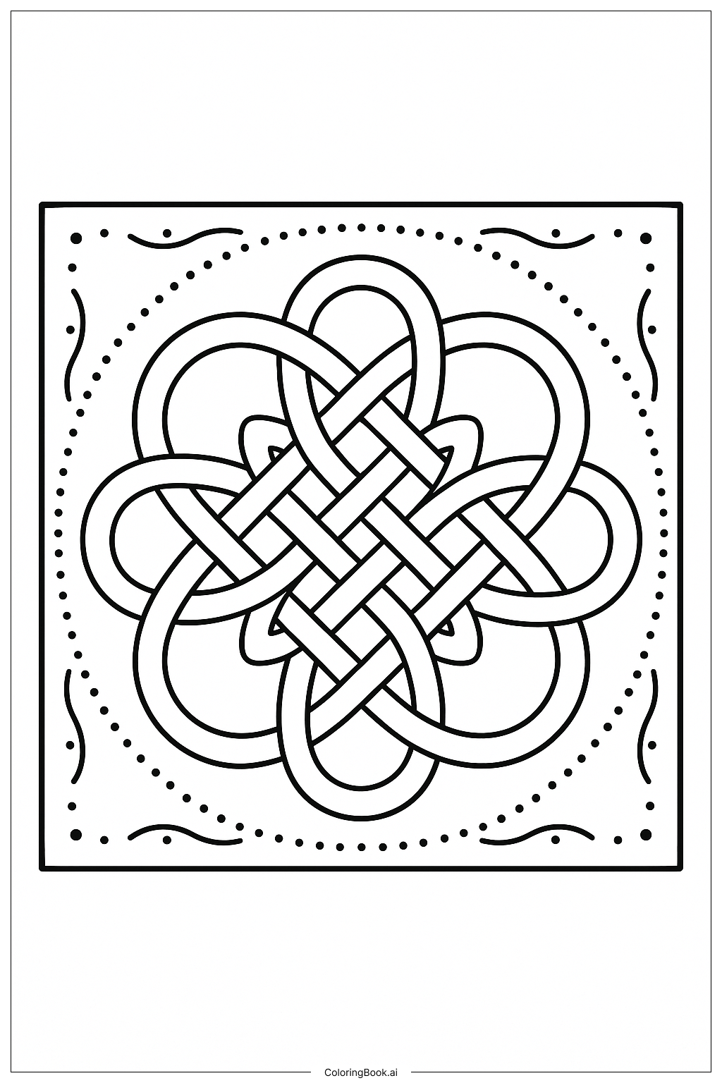  Página para colorear de Mandala de Nudos Celtas 