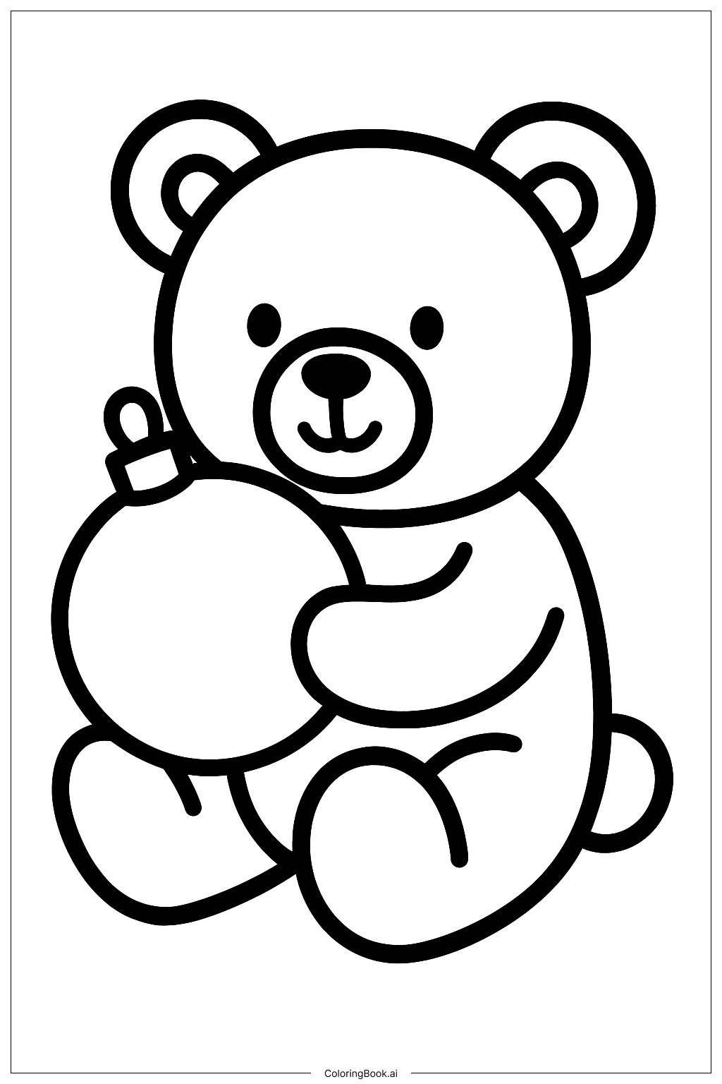 Teddy Bear Holding A Christmas Ornament Coloring Page 
