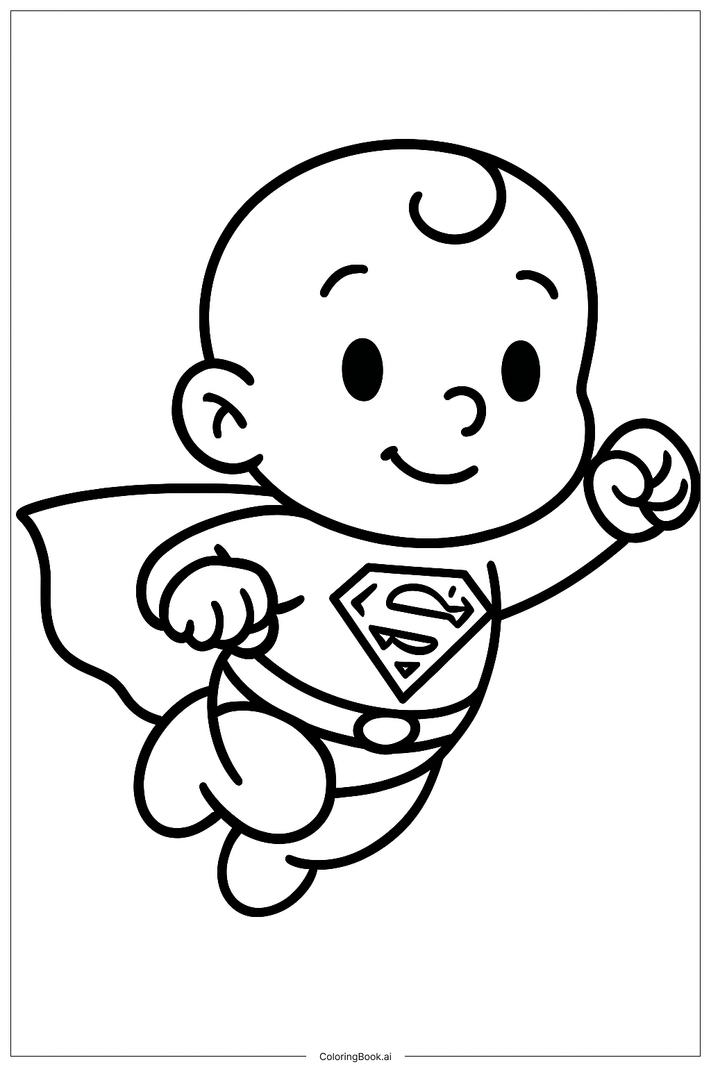  Página para colorear de Bebé Superman aprendiendo a volar 