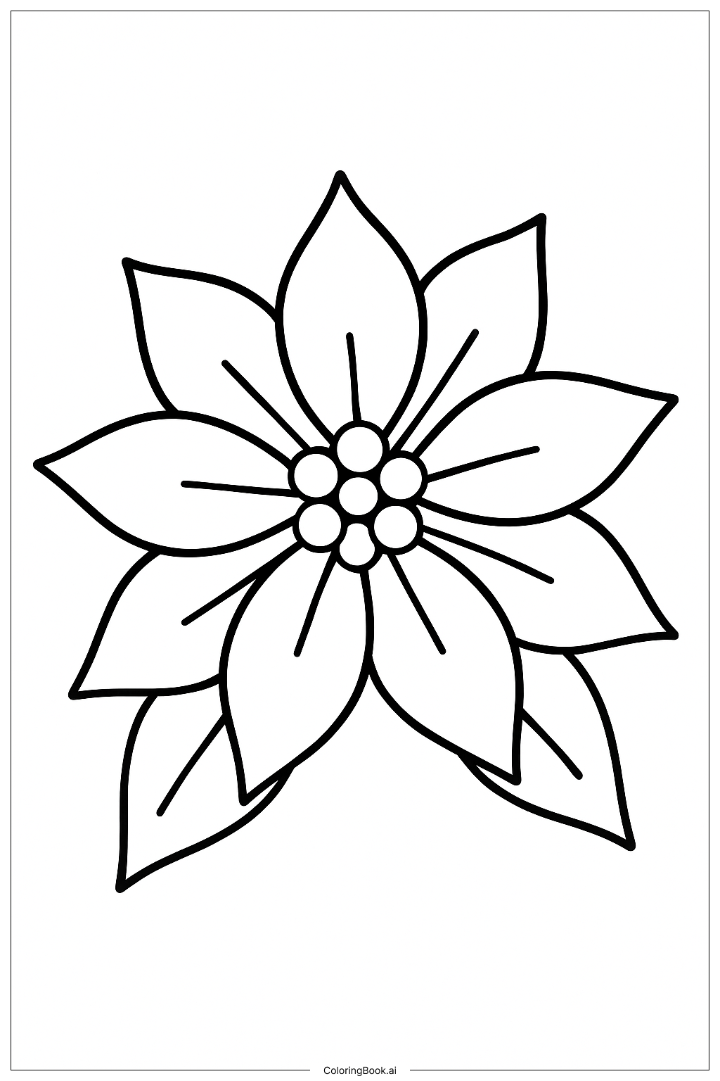 Round Poinsettia Shape Outline Coloring Page