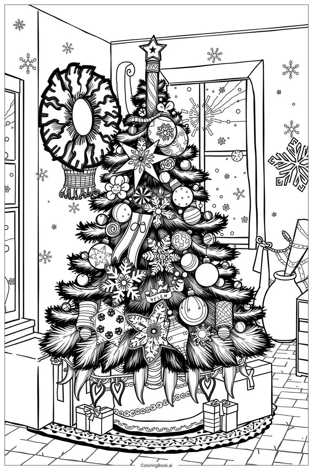  Mini Christmas Tree-2 Coloring Page 