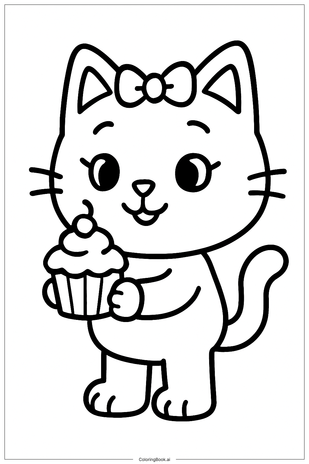  Gabby Cat And A Single Cupcake Coloring Page 