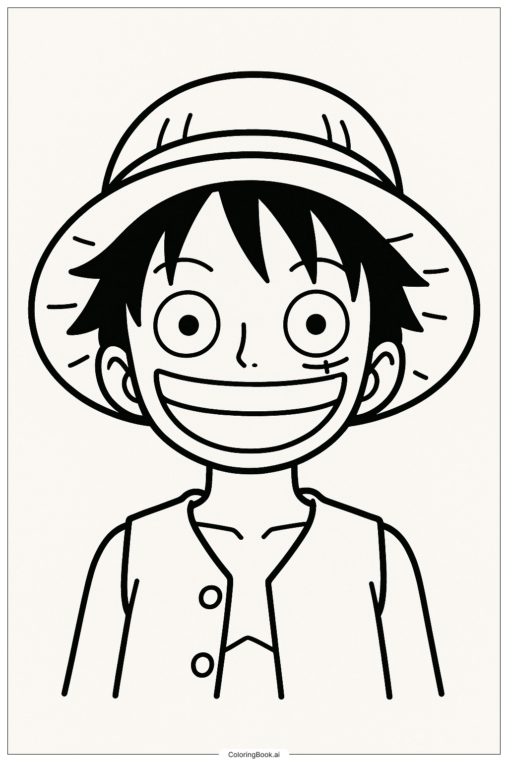  モンキー・D・ルフィの肖像の塗り絵ページ 