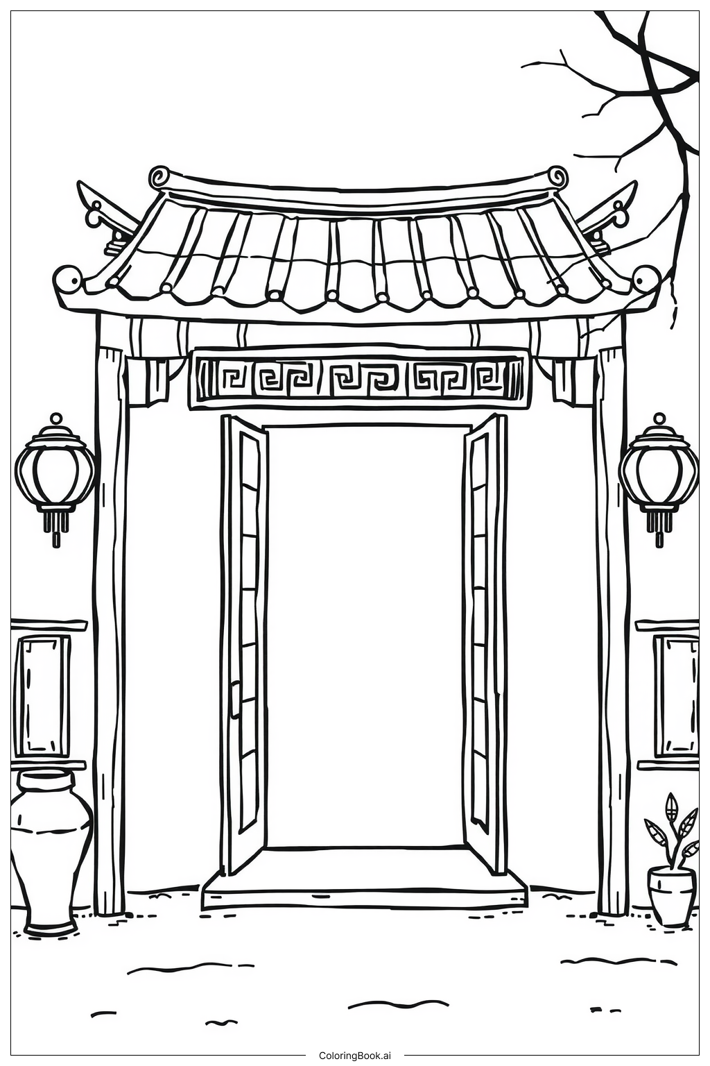 23 coloriages de l'année nouvelle chinoise (PDF et PNG gratuits), image size:1024x1536