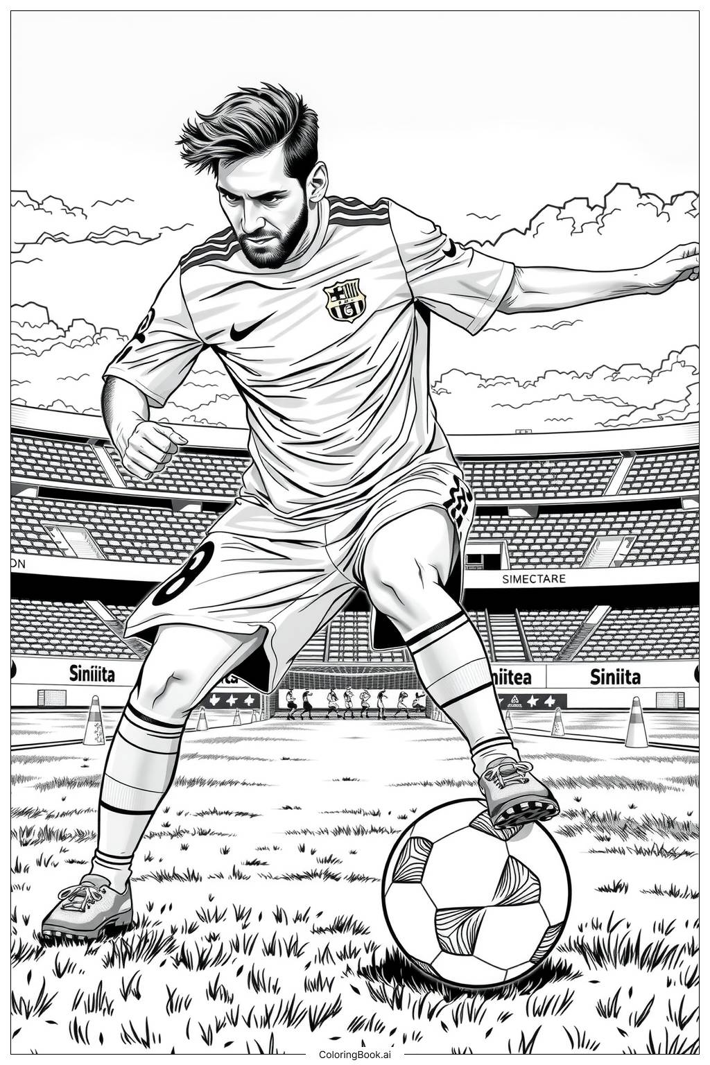  messi training on the field Coloring Page 