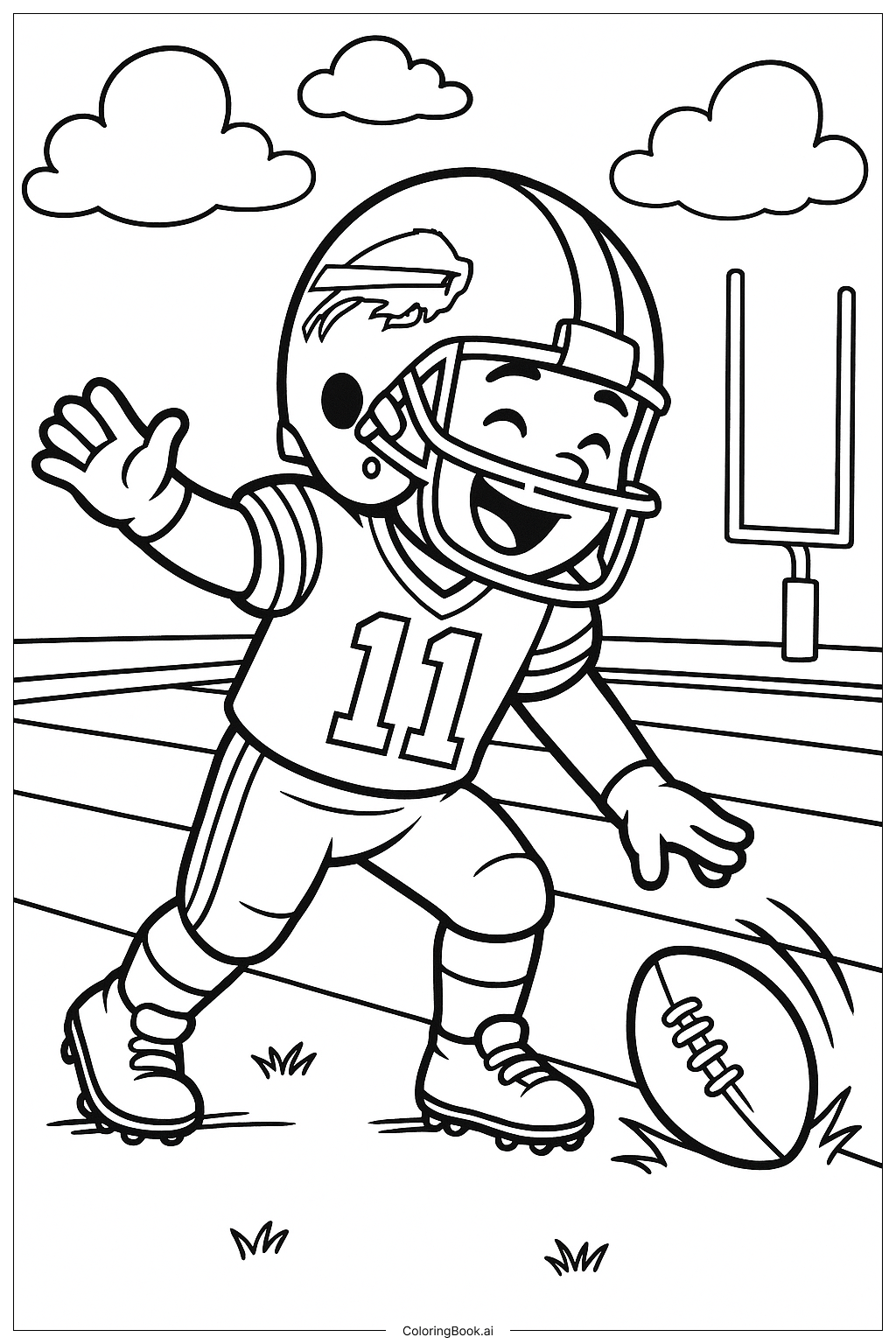  Trang tô màu Cầu thủ Buffalo Bills đâm bóng xuống đất 