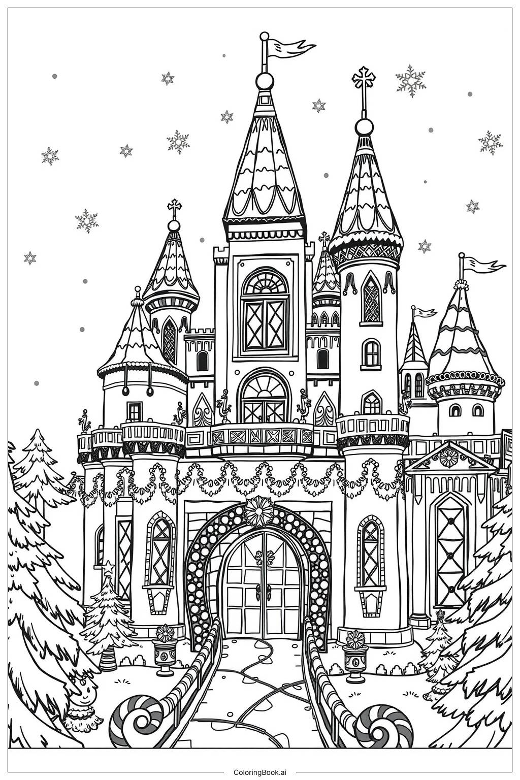  Disney Gingerbread Castle with Details-2 Coloring Page 