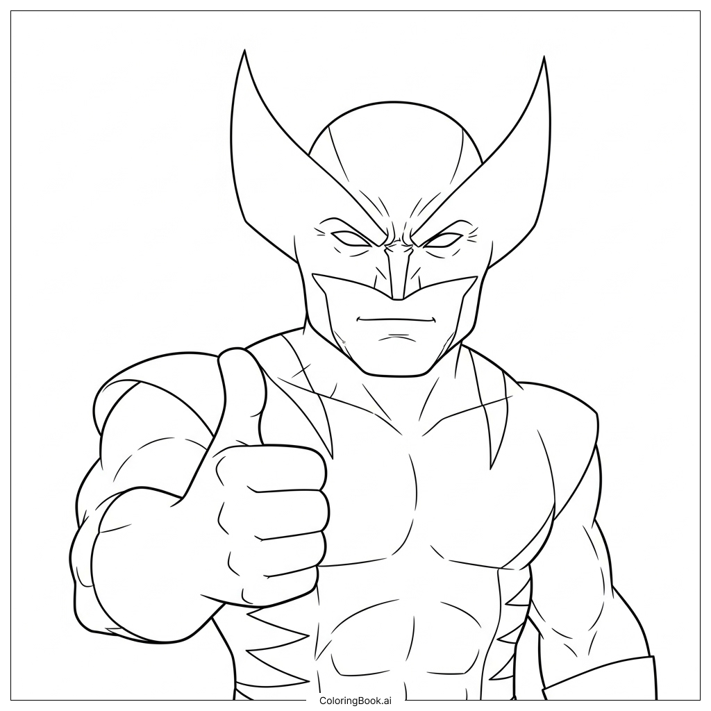  Wolverine zeigt Daumen hoch Ausmalseite 
