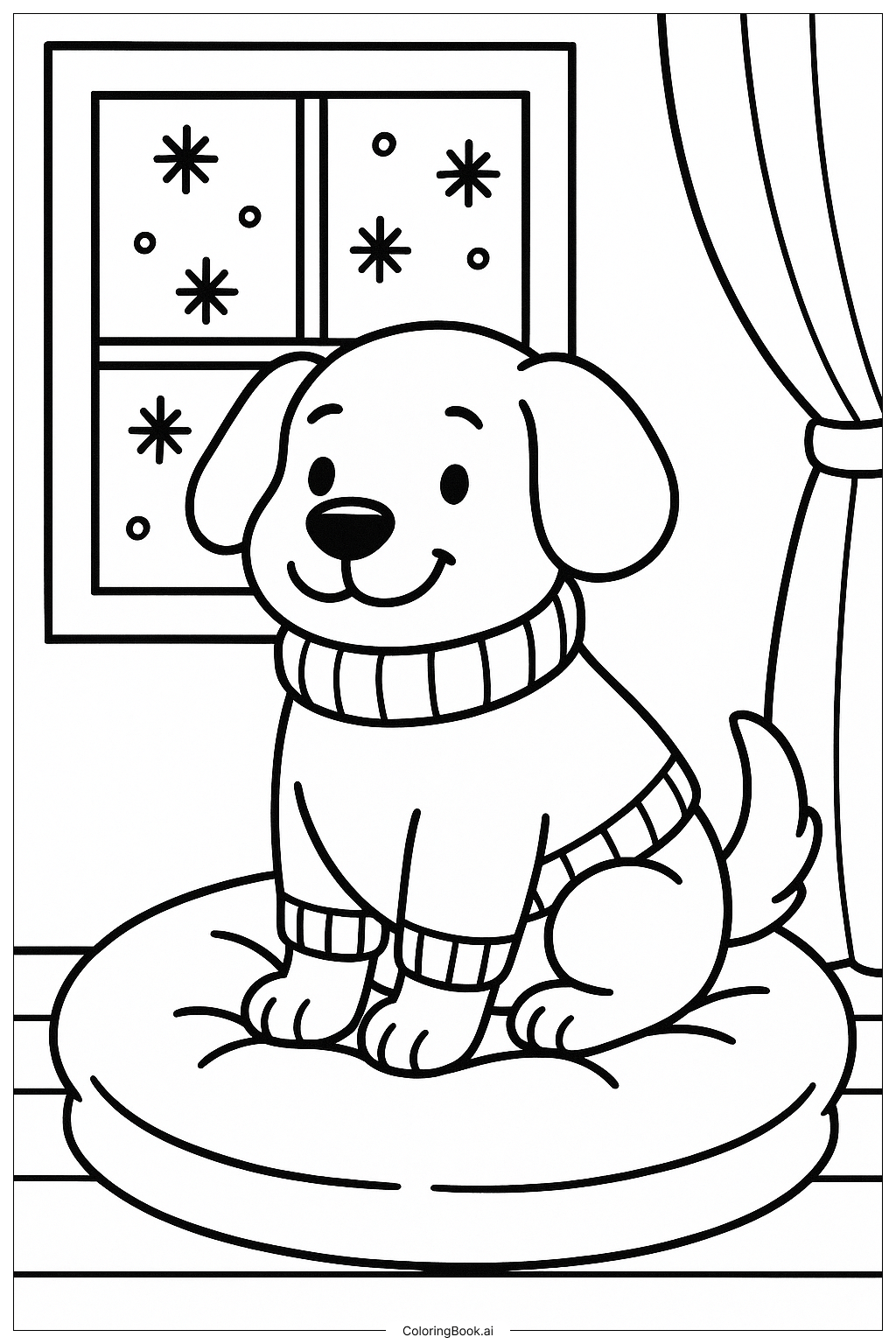  A Cozy Dog Wearing A Sweater Coloring Page 