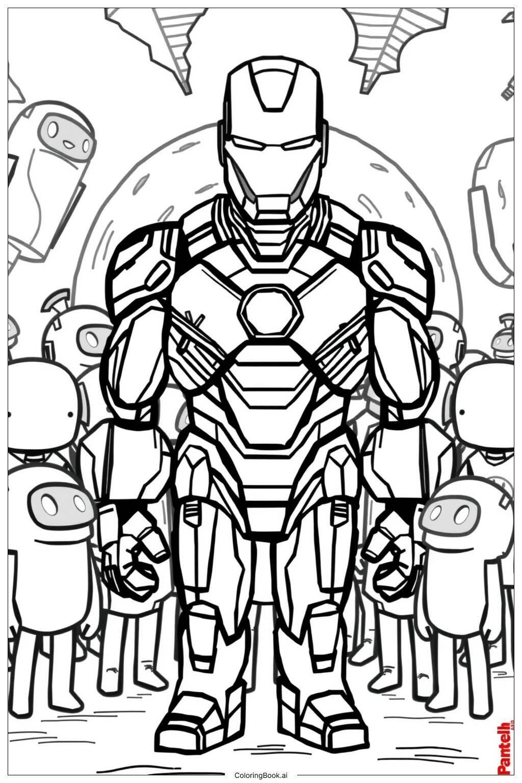  Iron Man and Among Us Crossover Coloring Page 