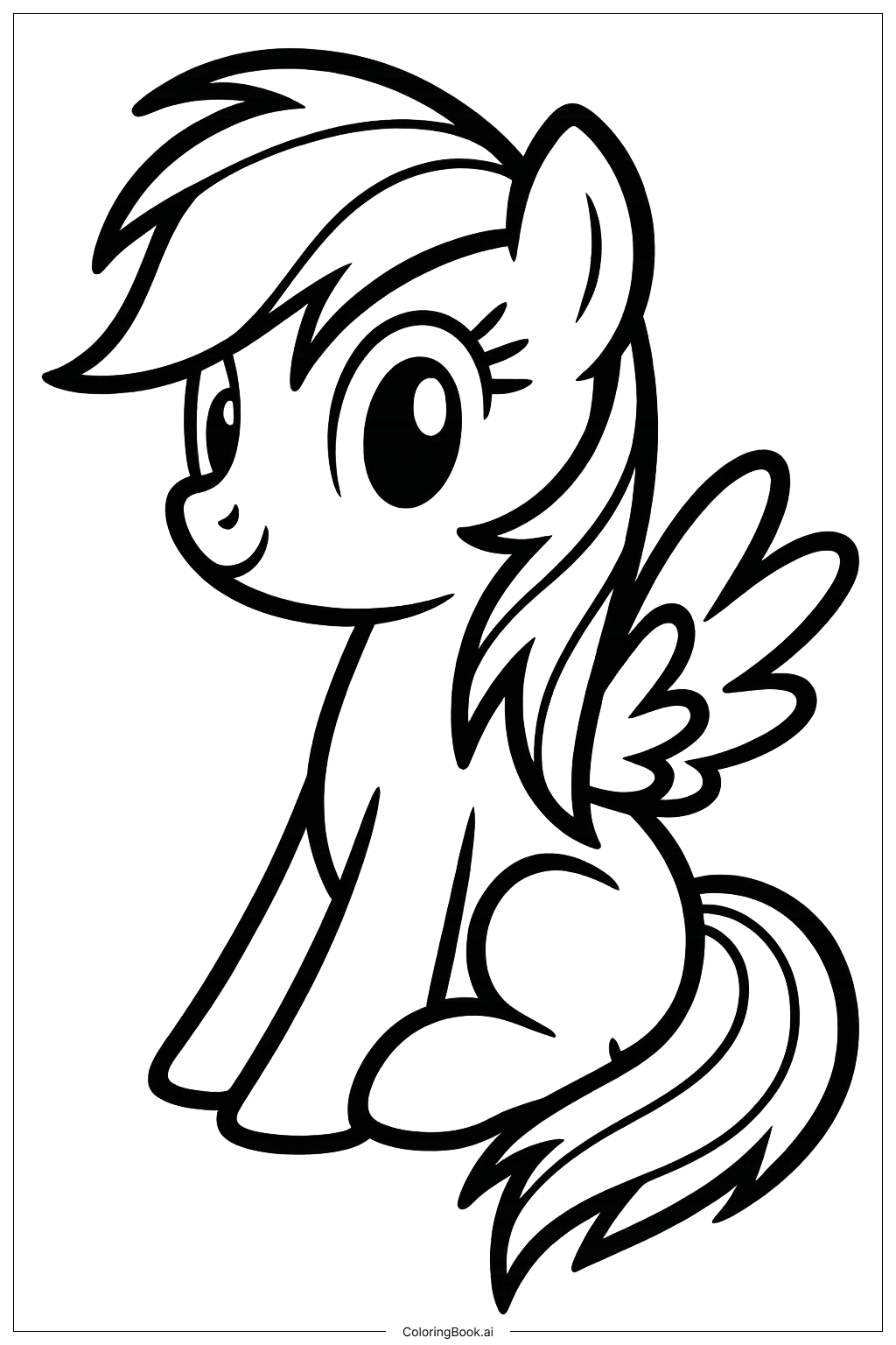  Página para colorear de Rainbow Dash Sentada 
