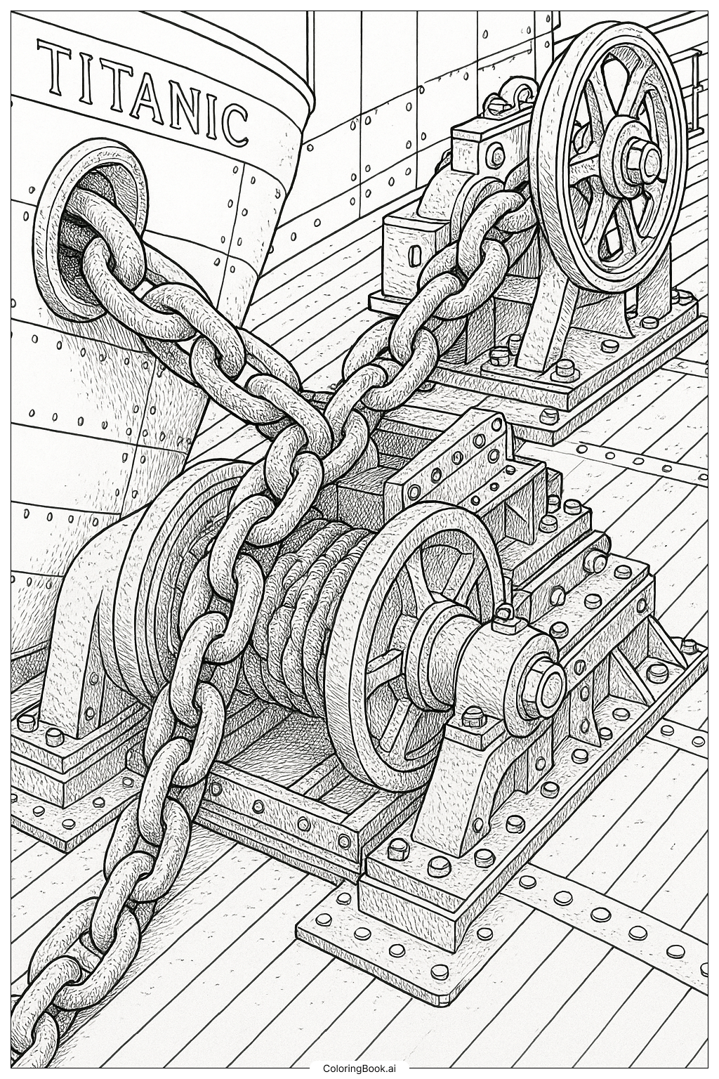Titanic Ankerketten Details Ausmalseite