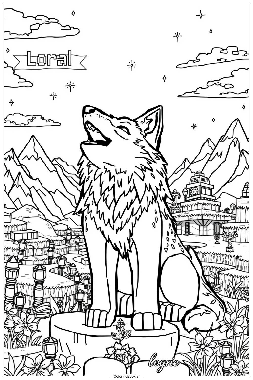  Page de coloriage Loup Minecraft 