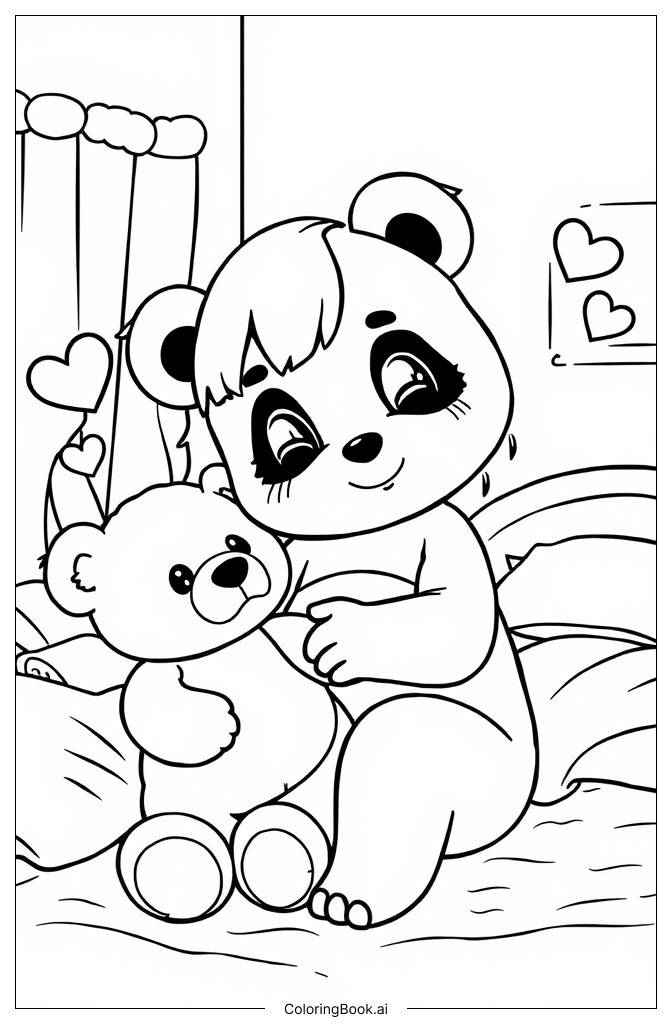  Página para colorir de Mimi Panda 