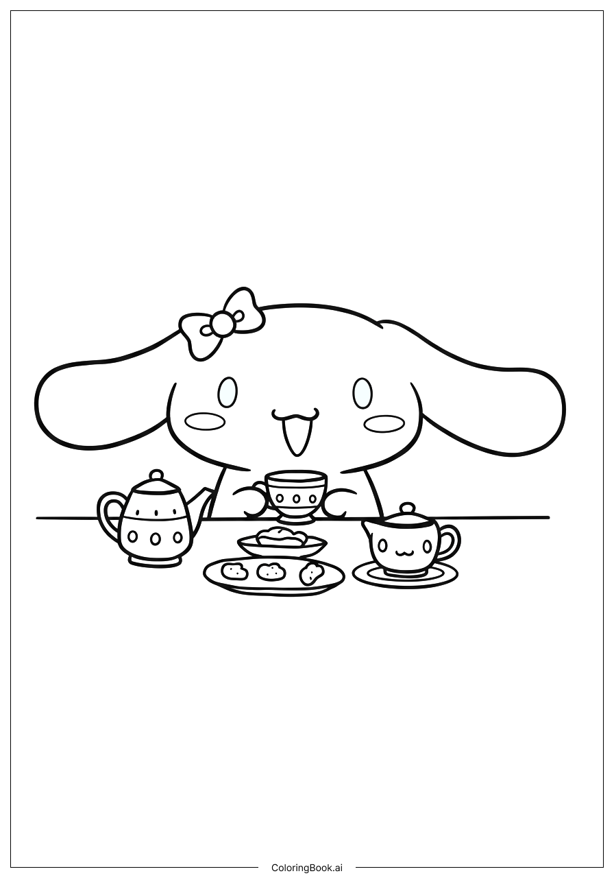  Cinnamoroll Tea Party Coloring Page 
