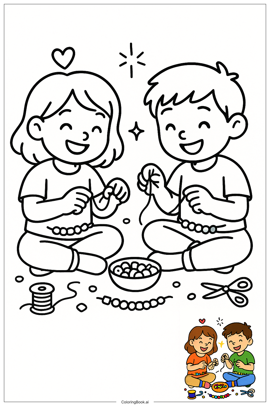  Friends Making Friendship Bracelets With Beads著色頁 