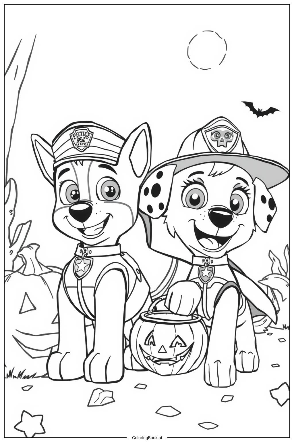  Página para colorear de Aventura de Halloween de Paw Patrol 