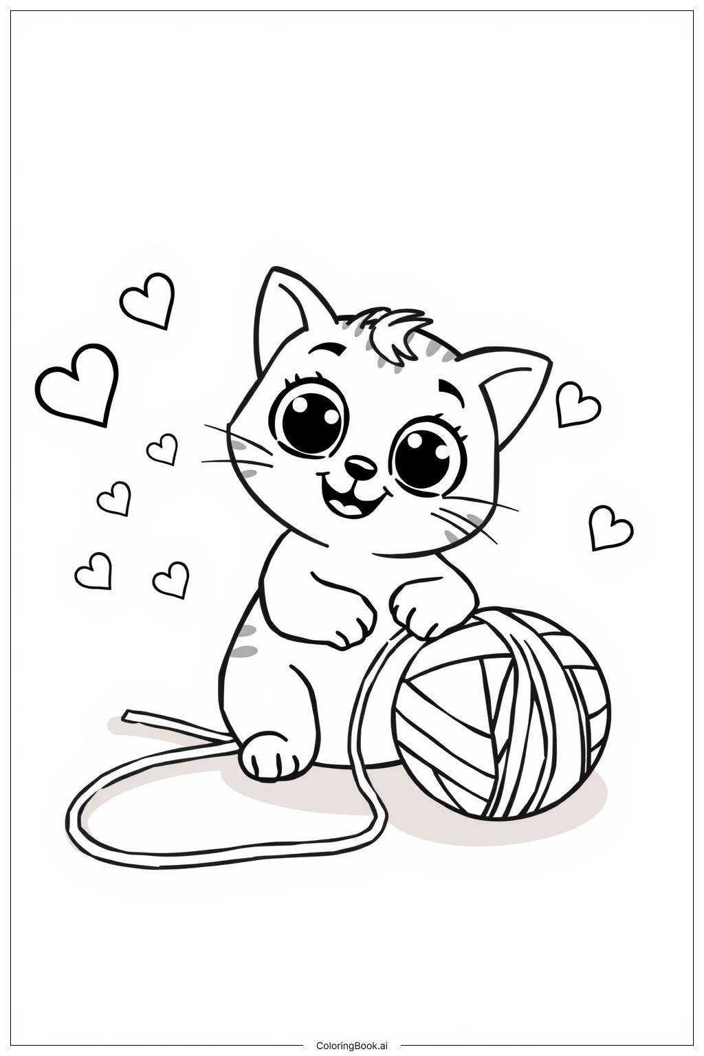  Cat Playing With Yarn Coloring Page 