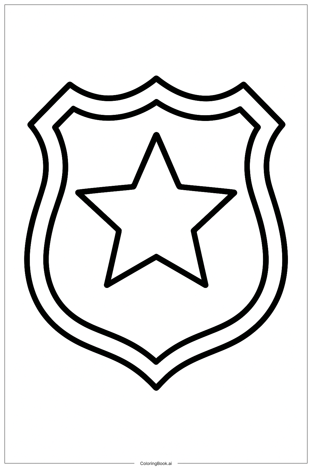  Police Badge with Star Symbol Coloring Page 