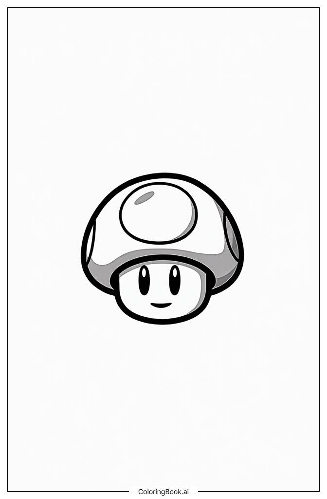  Página para colorear de Personaje Hongo de Mario 