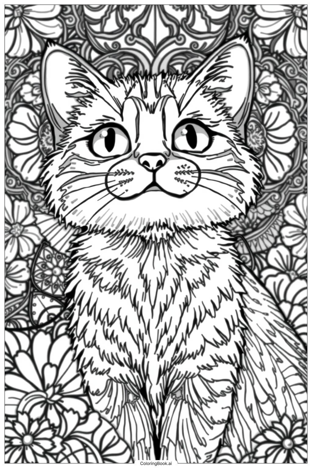  Page de coloriage Sourire de Chaton Facile 