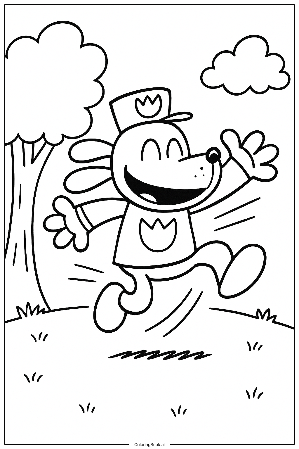 Dog Man Jumping For Joy Coloring Page