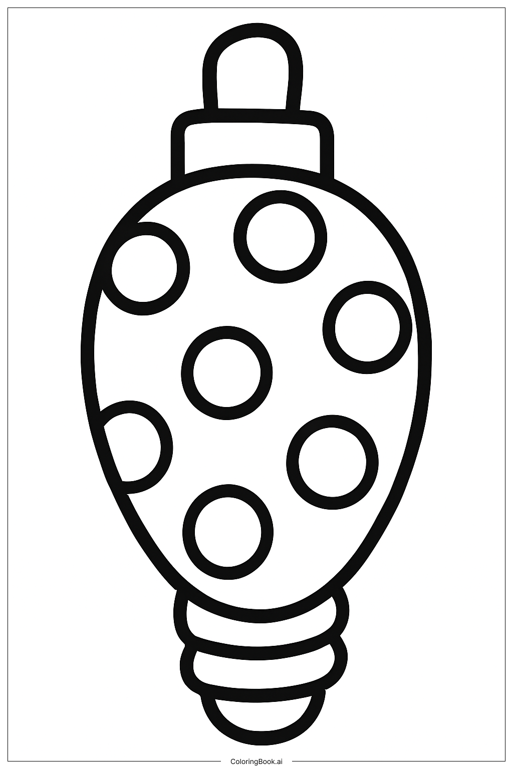  물방울 무늬 크리스마스 전구 색칠공부 페이지 