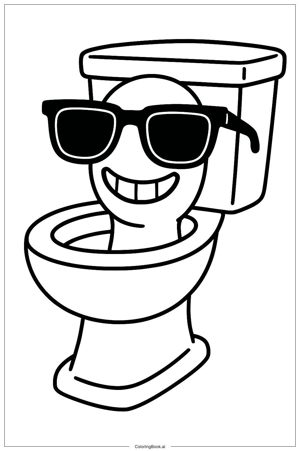  Page de coloriage Toilette Skibidi drôle avec lunettes de soleil 