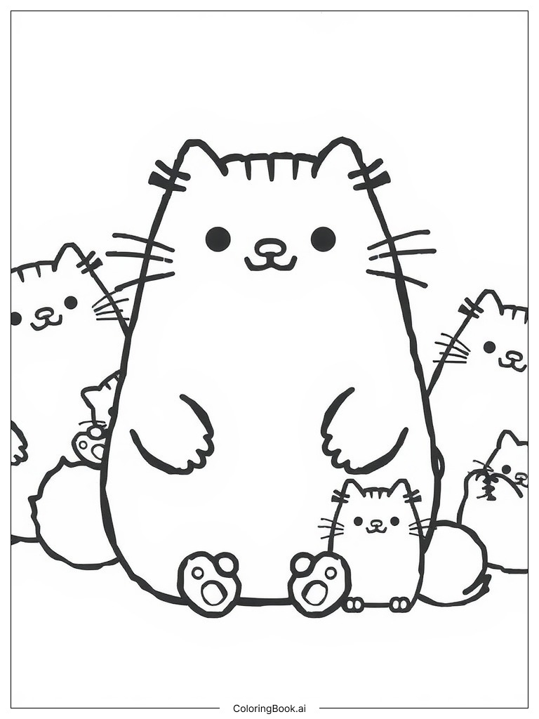  Pusheen Sitting On Cupcake Coloring Page 