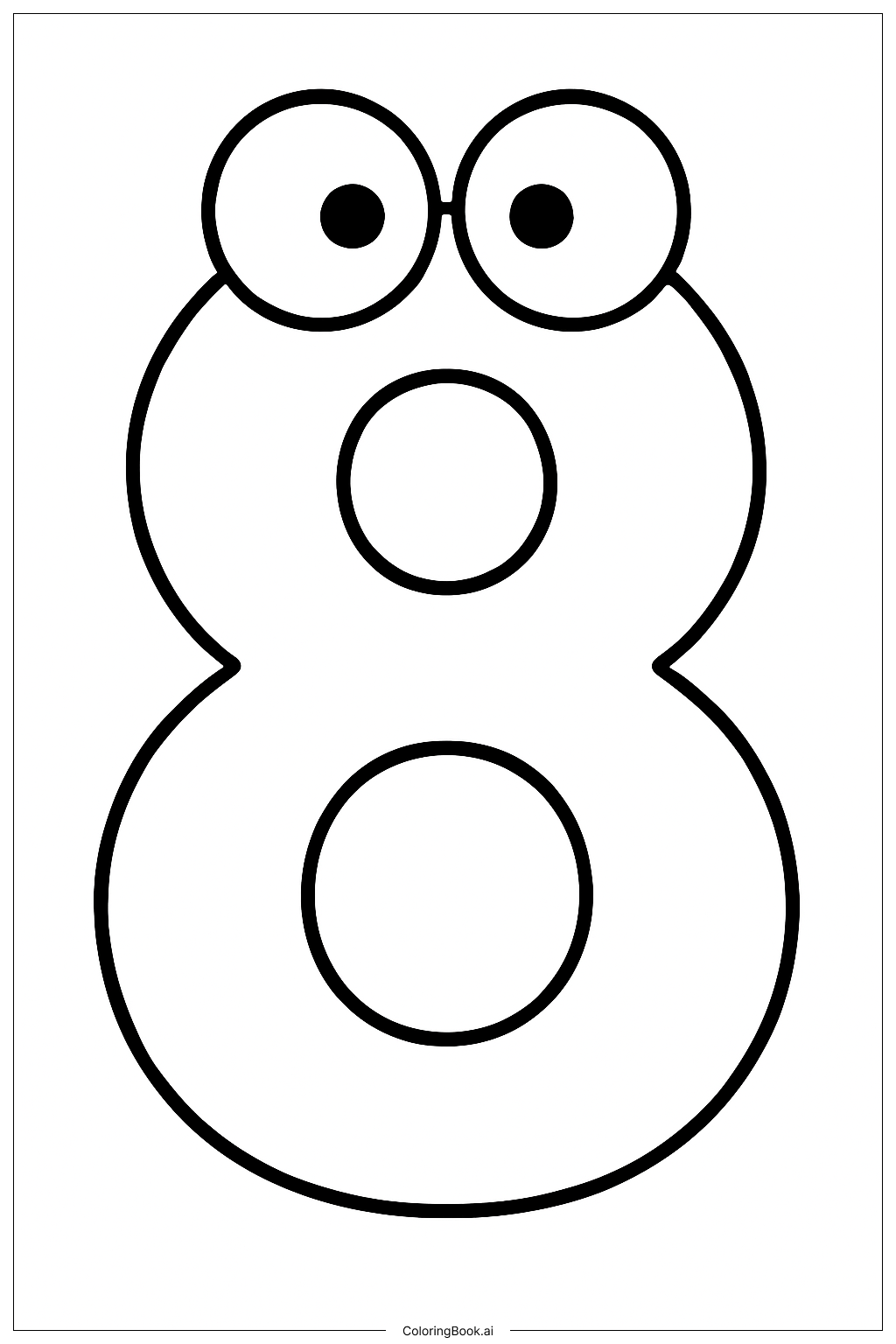  大眼睛数字八填色页 