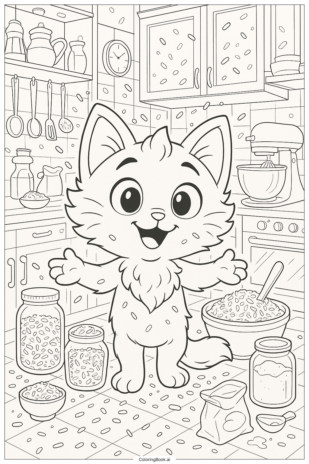  Gabby Cat In A Kitchen Full Of Sprinkles Coloring Page 