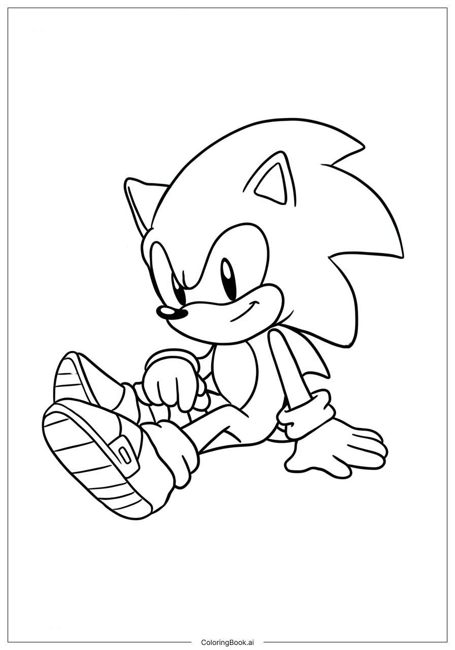  Page de coloriage Sonic en méditation au lever du soleil 