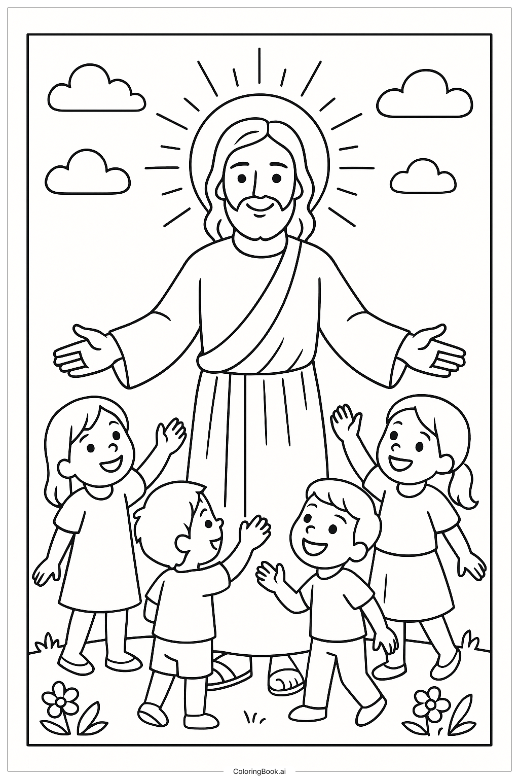 Página para colorear de Jesús es la luz del mundo