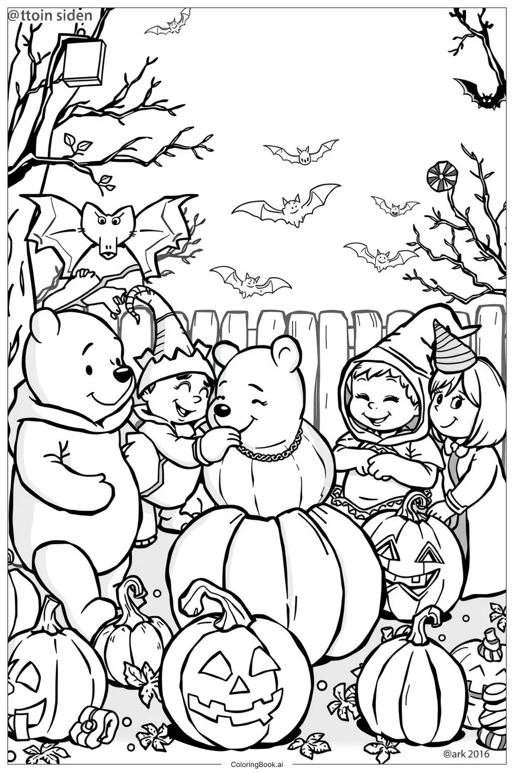  Página para colorear de winnie the pooh halloween pumpkin-2 