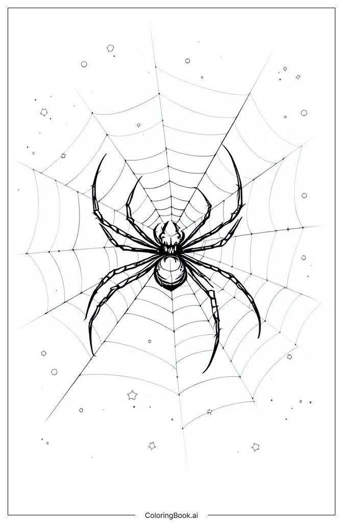  Página para colorear de Decoración de la tela de araña navideña 